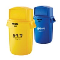 브루트 쓰레기통/분리수거함 +돔형뚜껑 세트 (121ℓ)휴지통-러버메이드